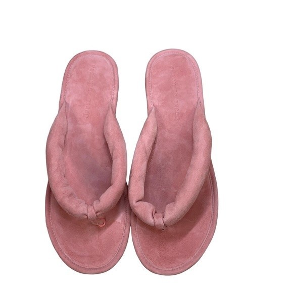 NEW Veronica Beard Gabby Dragonfruit Pink Wedge Thong Sandals 10 Suede - Picture 3 of 11